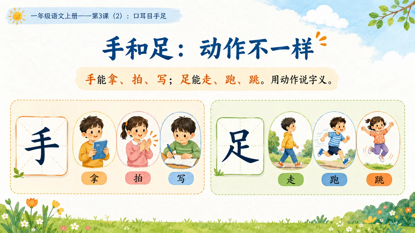 小学六年制统编教材系列课件——一年级语文上册第3课（2）：口耳目手足 - 预览图8