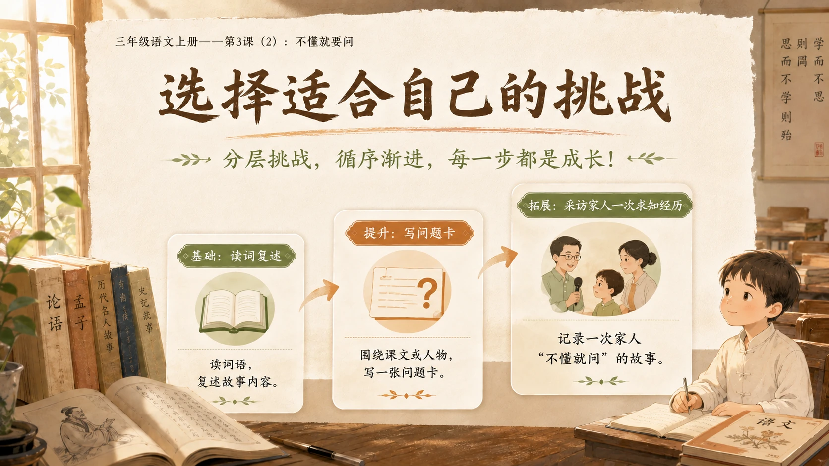小学六年制统编教材系列课件——三年级语文上册第3课（2）：不懂就要问 - 预览图5