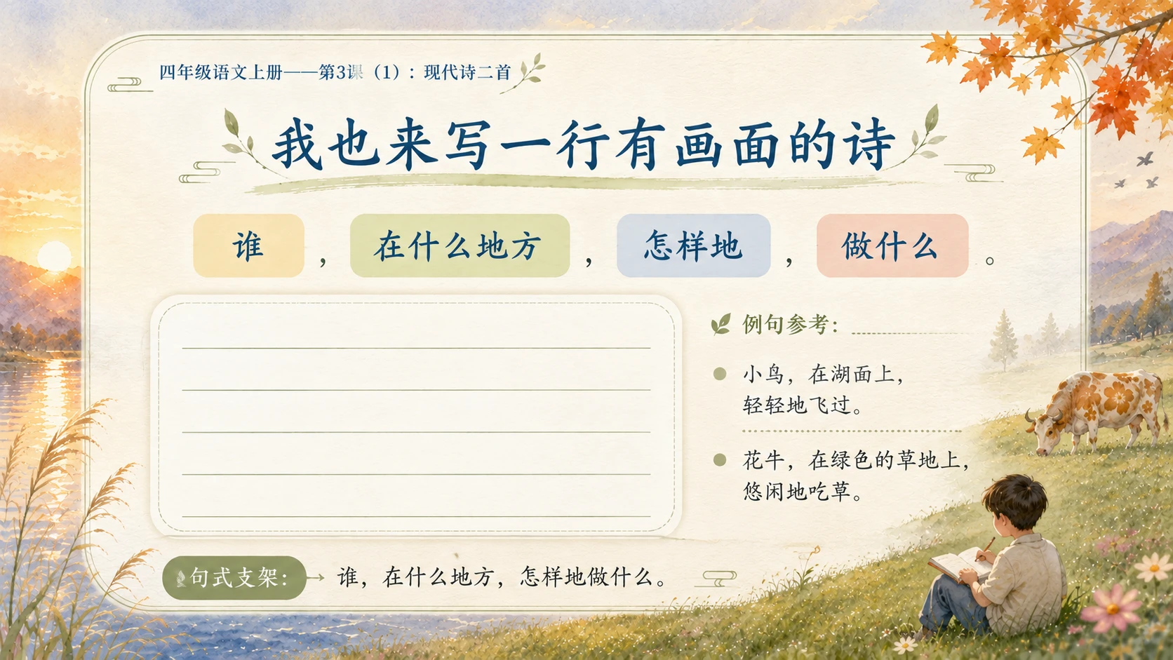 小学六年制统编教材系列课件——四年级语文上册第3课（1）：现代诗二首 - 预览图4