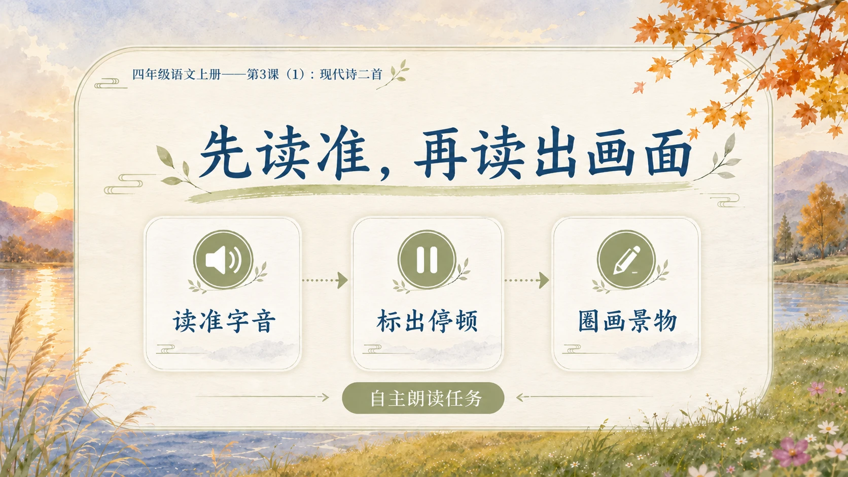 小学六年制统编教材系列课件——四年级语文上册第3课（1）：现代诗二首 - 预览图8