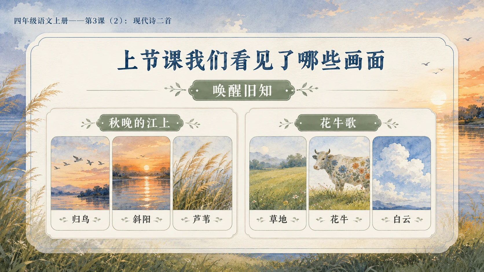 小学六年制统编教材系列课件——四年级语文上册第3课（2）：现代诗二首 - 预览图1