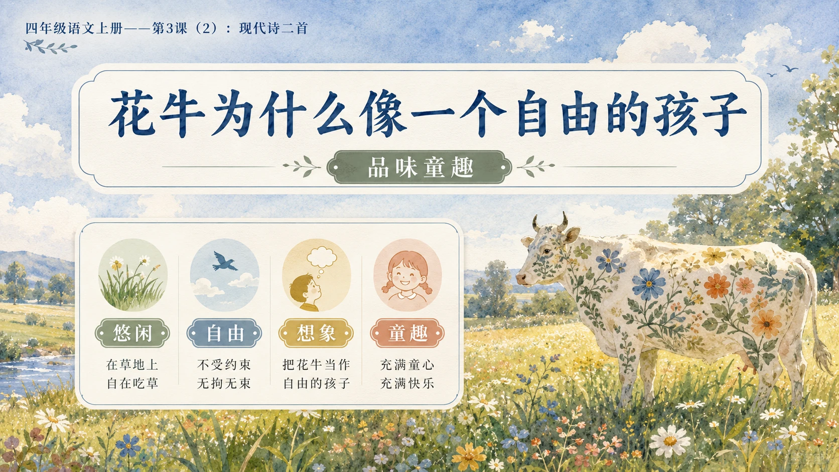 小学六年制统编教材系列课件——四年级语文上册第3课（2）：现代诗二首 - 预览图6