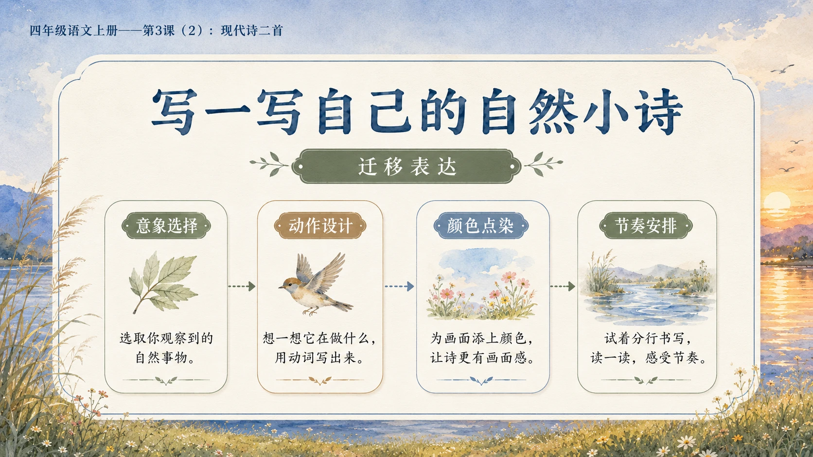 小学六年制统编教材系列课件——四年级语文上册第3课（2）：现代诗二首 - 预览图9