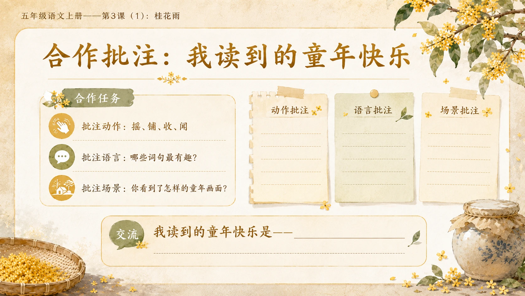 小学六年制统编教材系列课件——五年级语文上册第3课（1）：桂花雨 - 预览图7