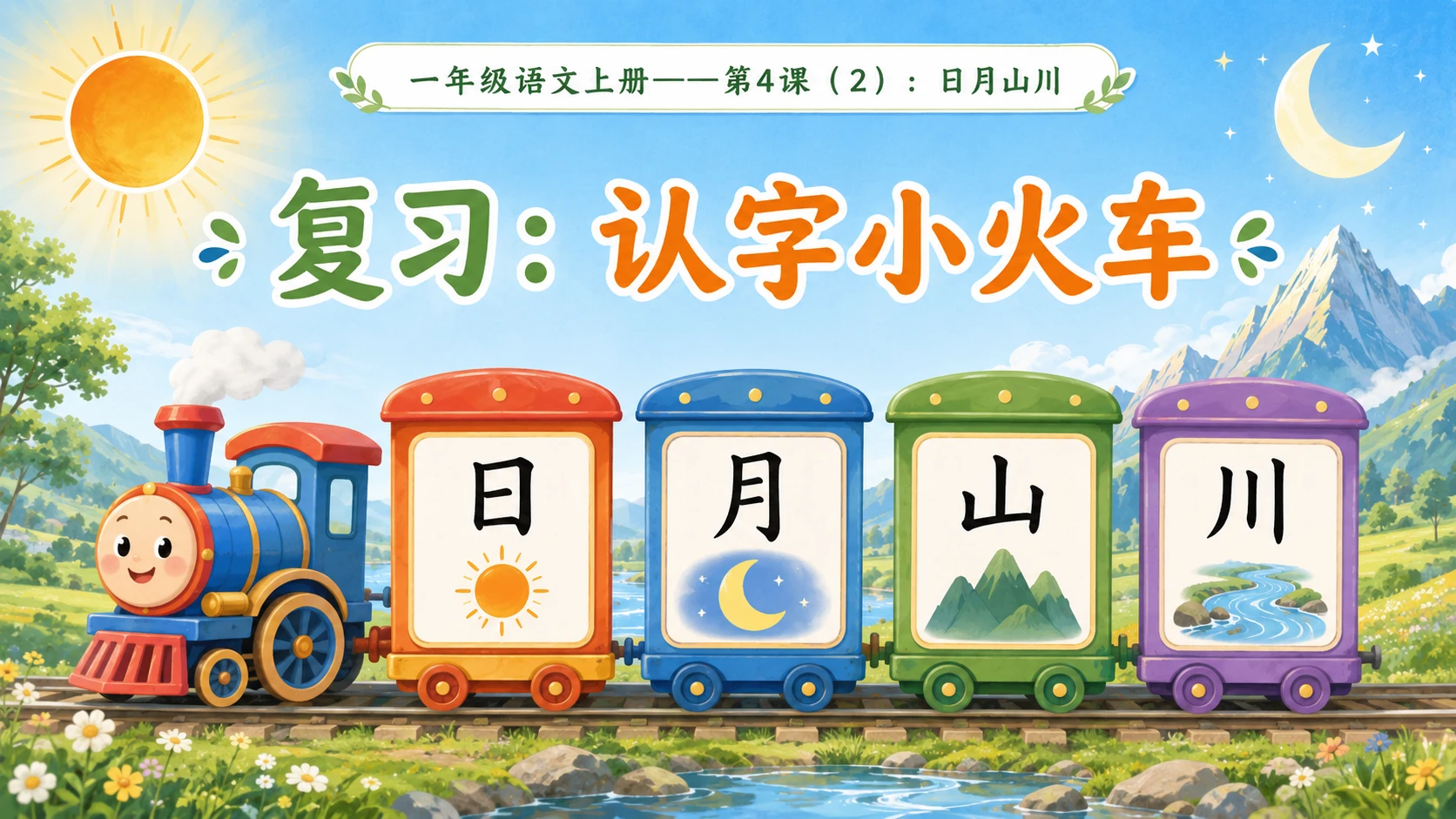 小学六年制统编教材系列课件——一年级语文上册第4课（2）：日月山川 - 预览图1