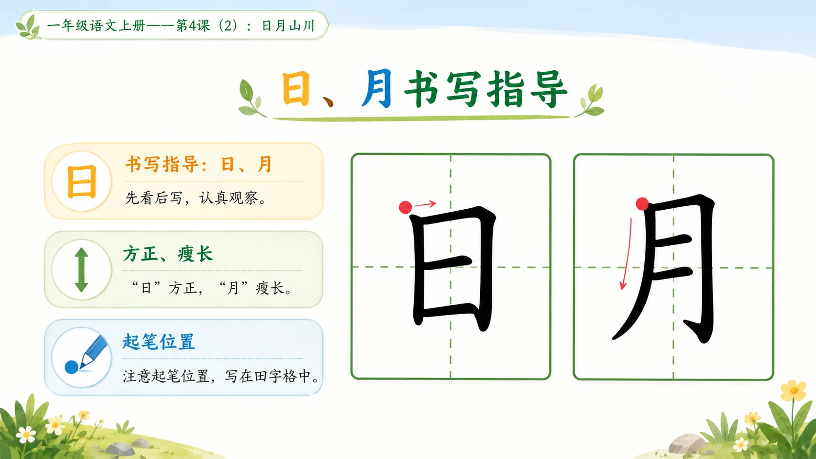 小学六年制统编教材系列课件——一年级语文上册第4课（2）：日月山川 - 预览图5