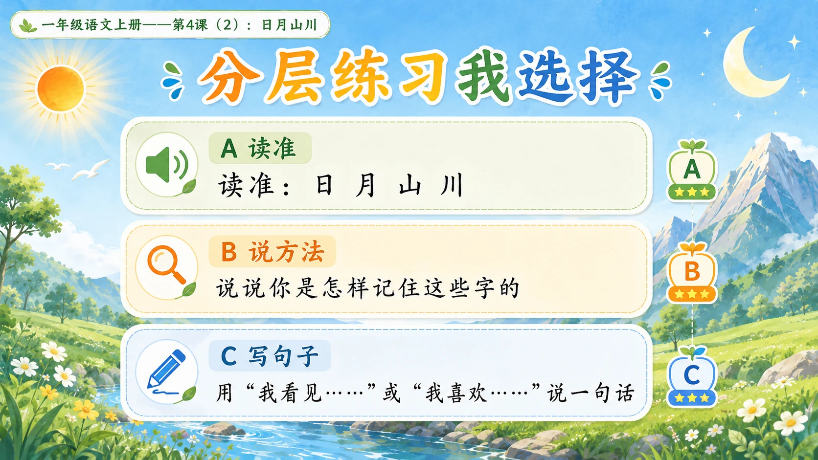 小学六年制统编教材系列课件——一年级语文上册第4课（2）：日月山川 - 预览图10