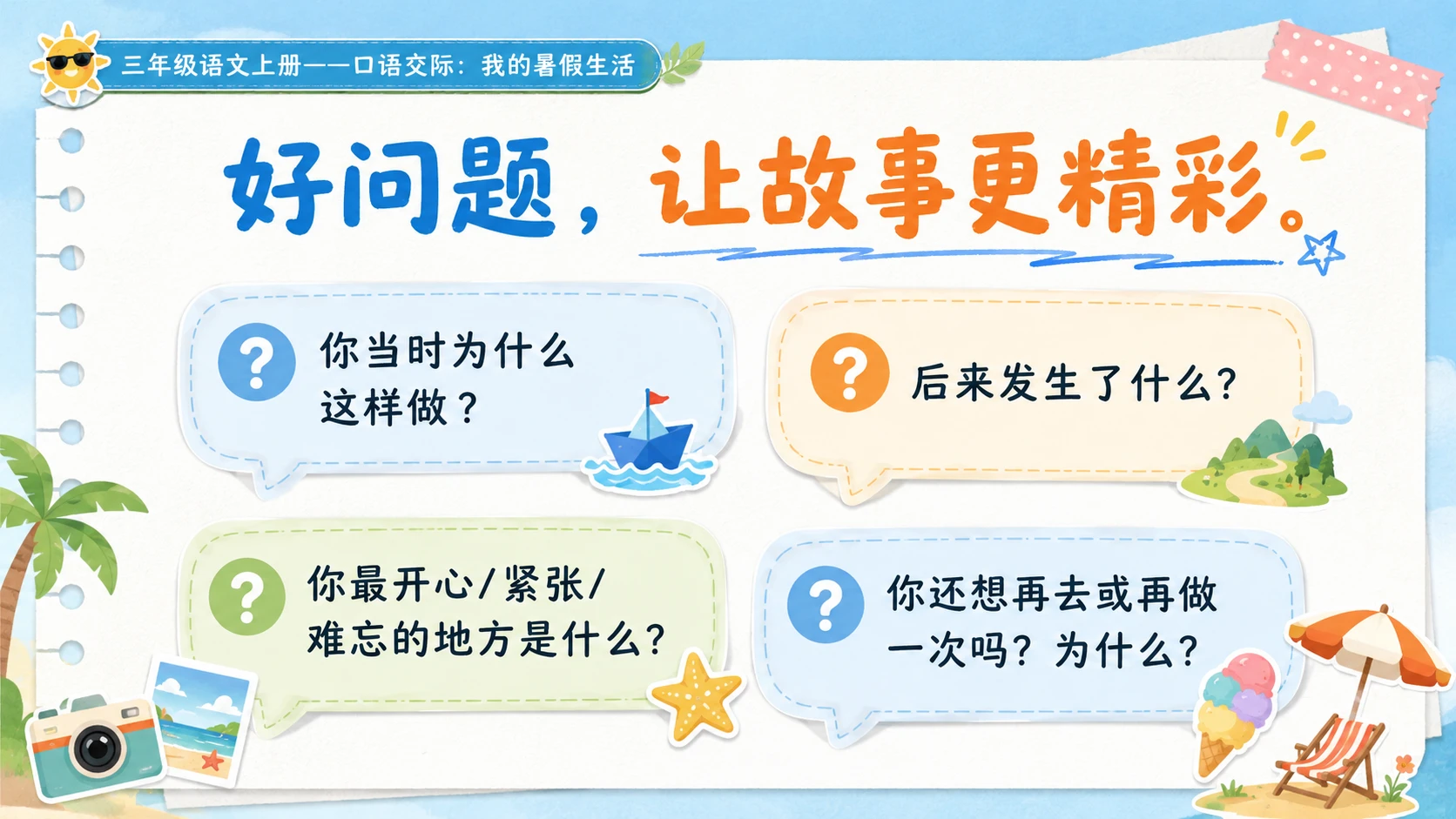 小学六年制统编教材系列课件——三年级语文上册口语交际：我的暑假生活 - 预览图11