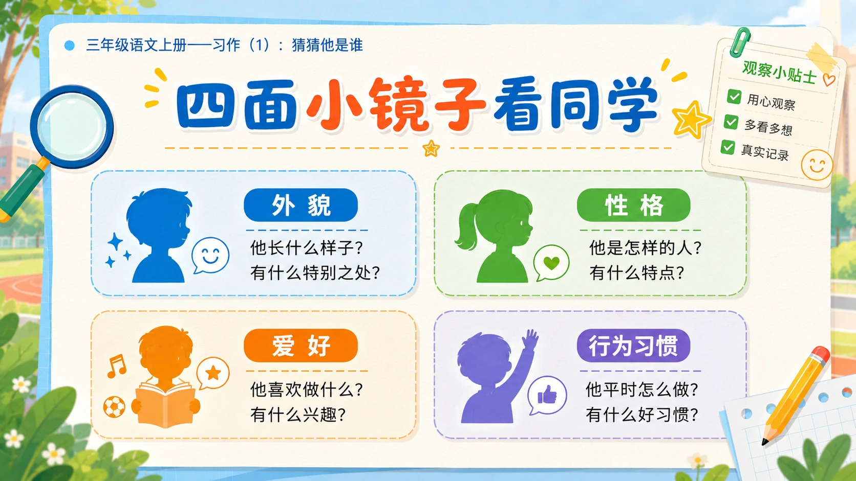 小学六年制统编教材系列课件——三年级语文上册习作（1）：猜猜他是谁 - 预览图11