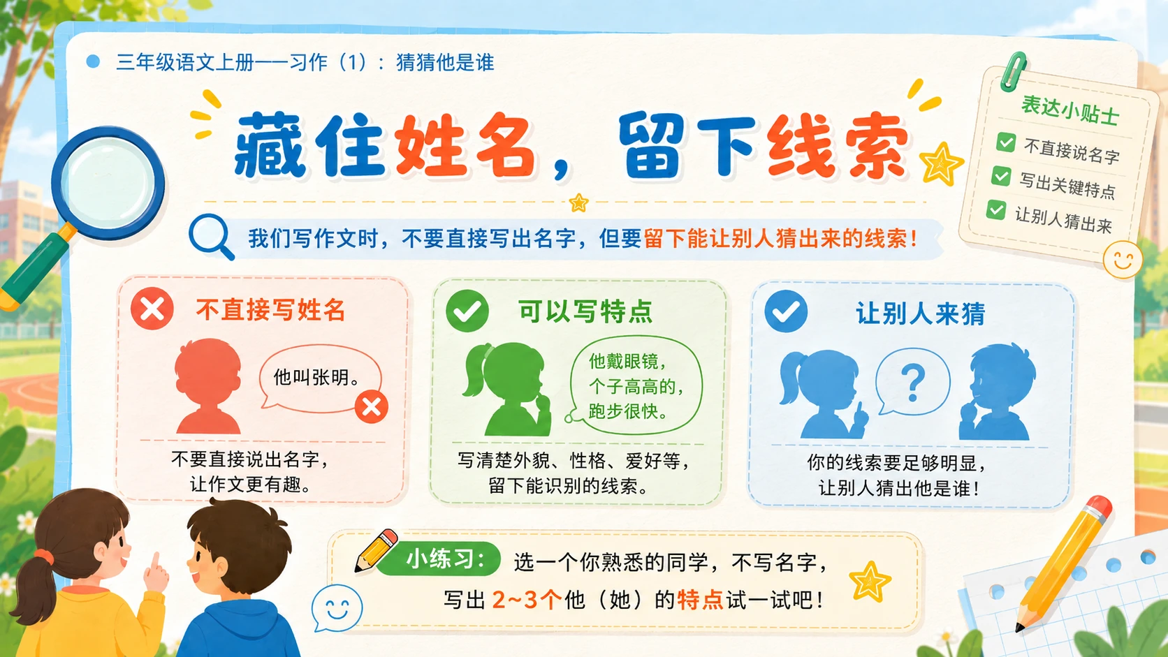 小学六年制统编教材系列课件——三年级语文上册习作（1）：猜猜他是谁 - 预览图5