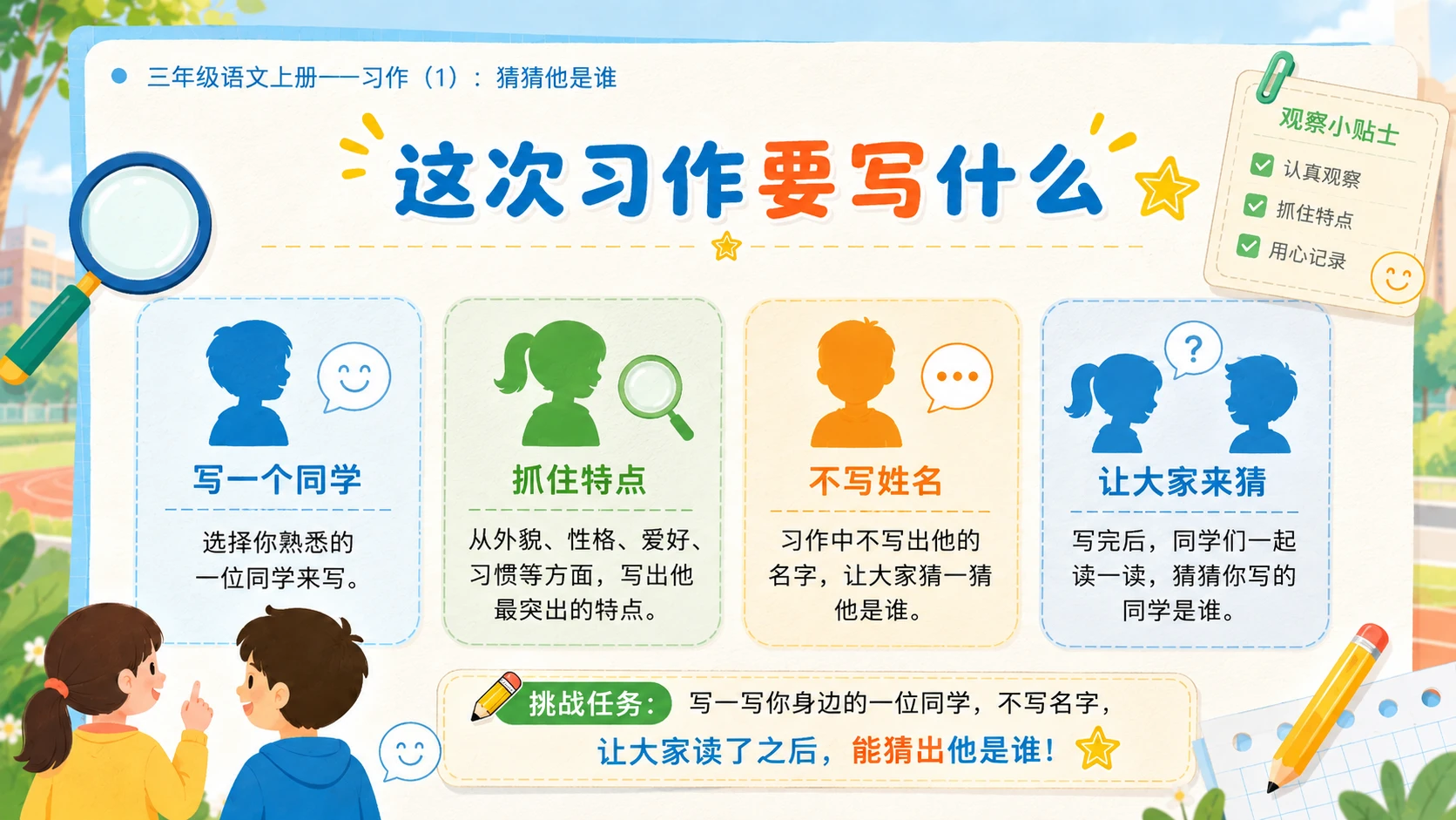 小学六年制统编教材系列课件——三年级语文上册习作（1）：猜猜他是谁 - 预览图10