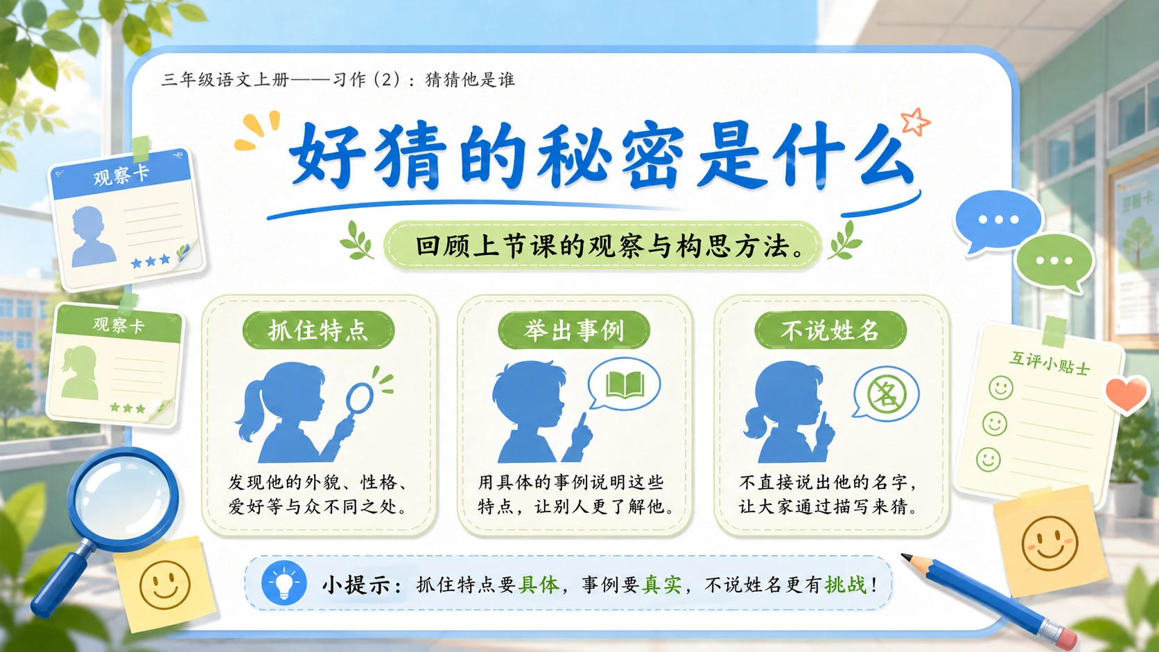 小学六年制统编教材系列课件——三年级语文上册习作（2）：猜猜他是谁 - 预览图1