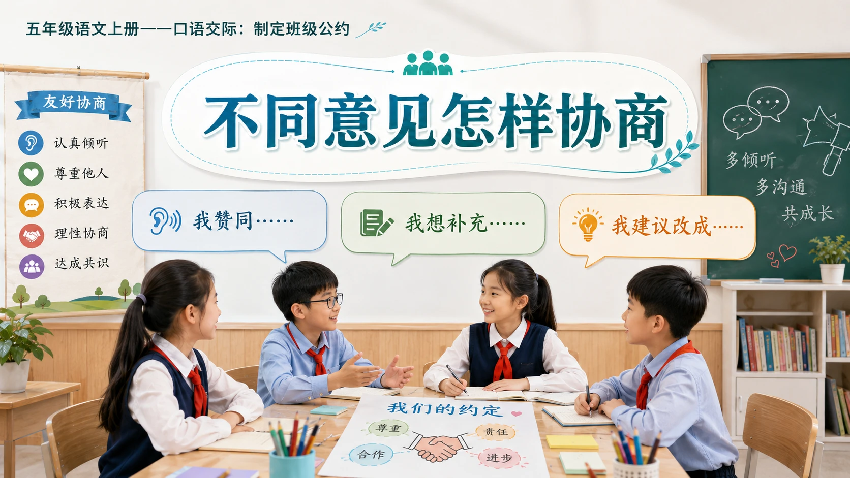 小学六年制统编教材系列课件——五年级语文上册口语交际：制定班级公约 - 预览图1
