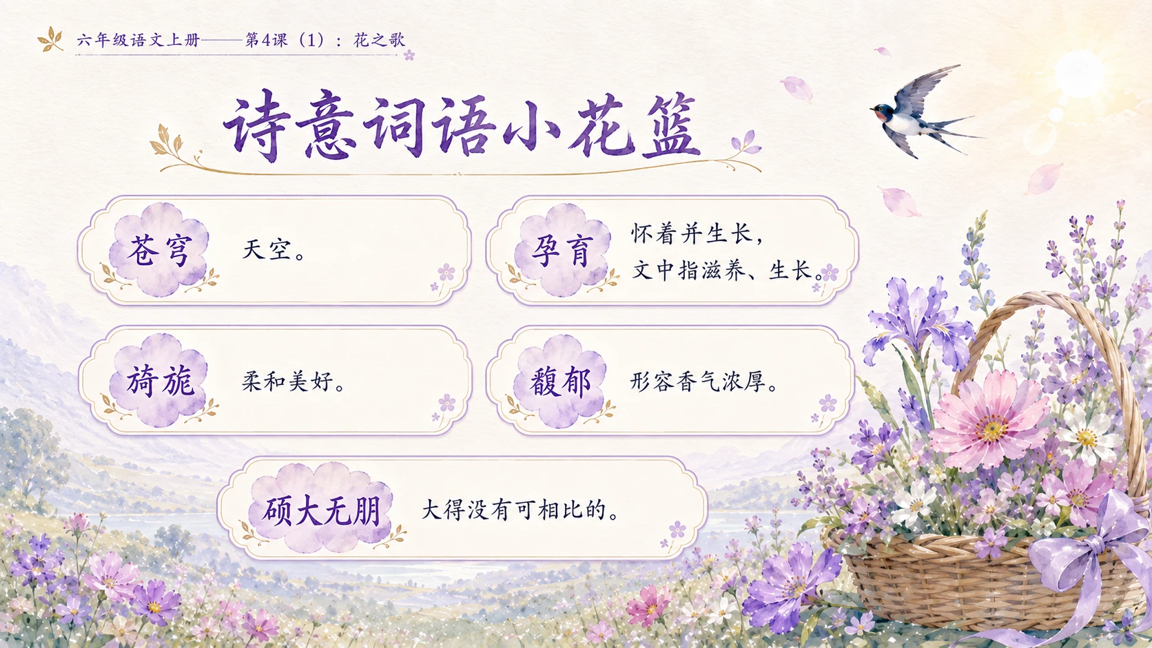 小学六年制统编教材系列课件——六年级语文上册第4课（1）：花之歌 - 预览图5