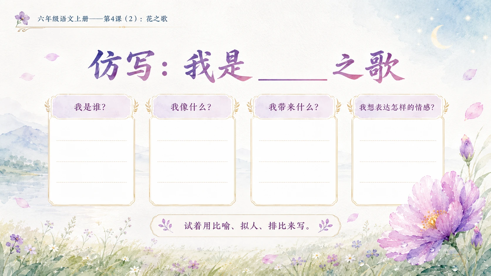 小学六年制统编教材系列课件——六年级语文上册第4课（2）：花之歌 - 预览图10