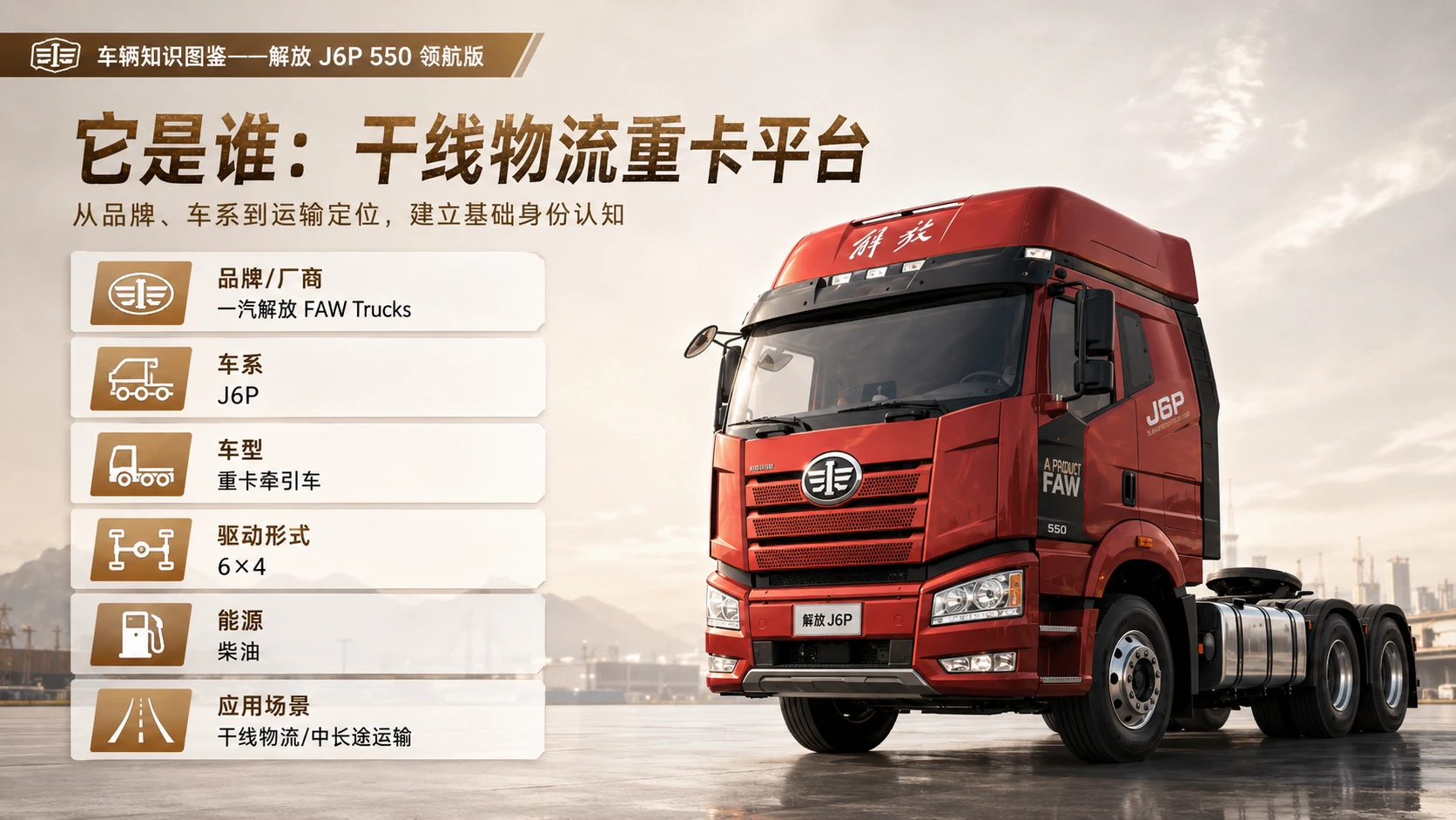 万物知识图鉴系列作品PPT——解放J6P550领航版 - 预览图1
