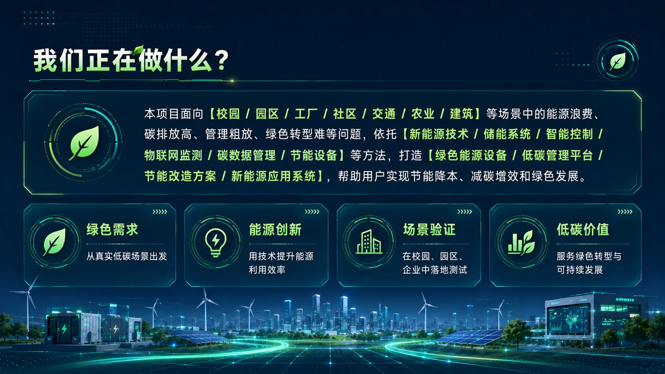 《绿能新程｜大学生创新创业大赛新能源绿色低碳项目路演答辩PPT模板》 - 预览图2