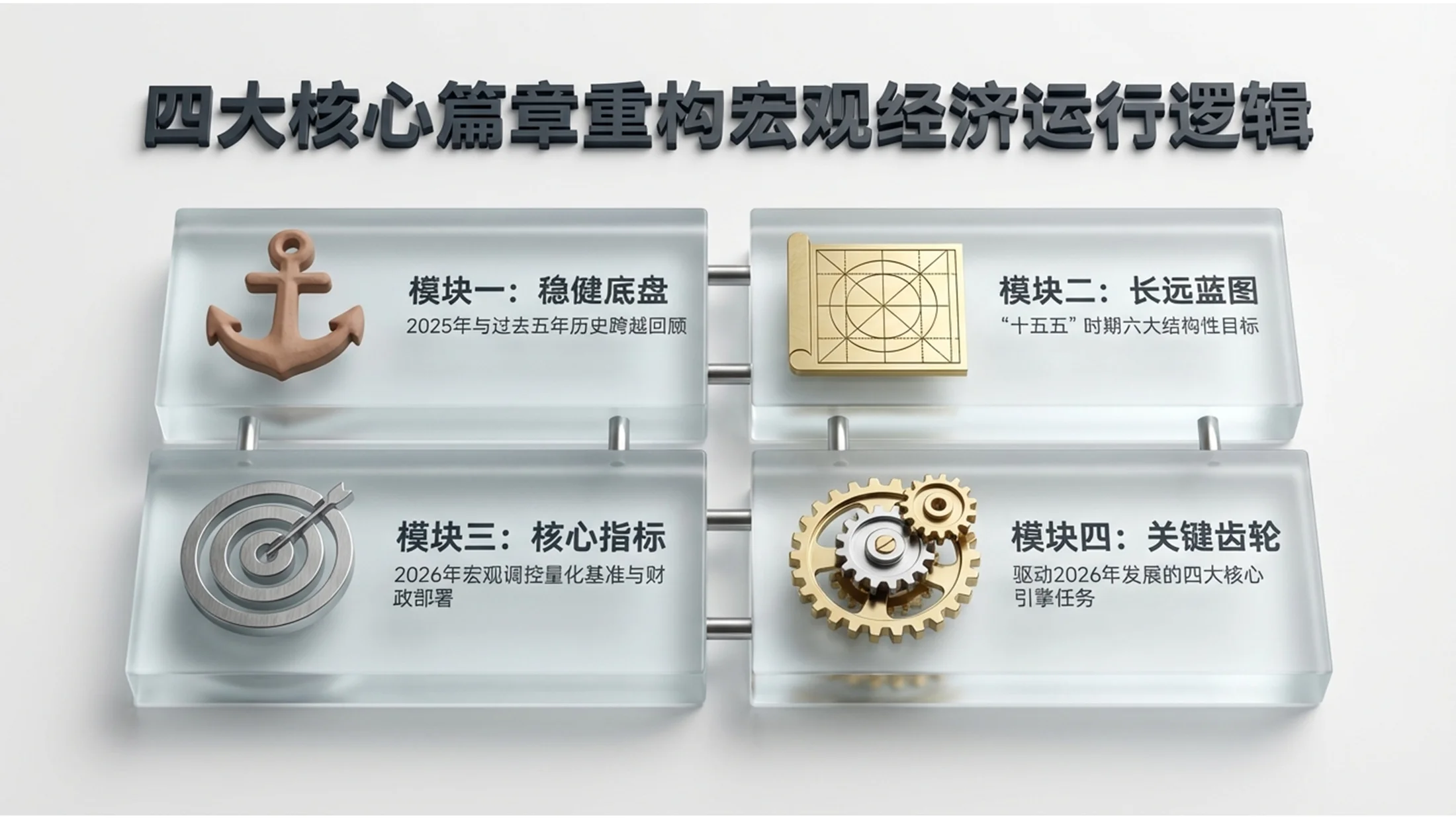 3D渲染金属玻璃风格政府工作报告PPT - 预览图1