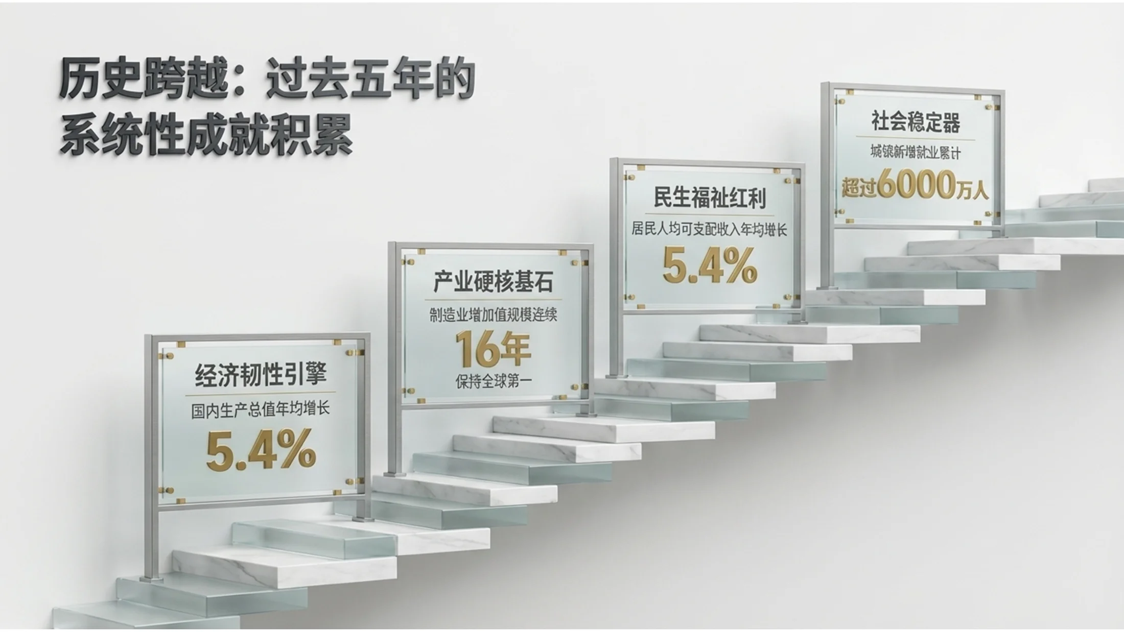 3D渲染金属玻璃风格政府工作报告PPT - 预览图3