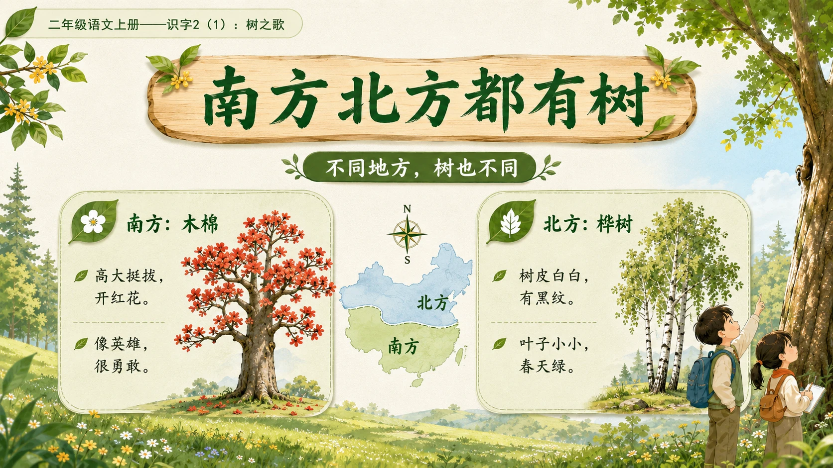 小学六年制统编教材系列课件——二年级语文上册：识字2 树之歌（1） - 预览图9