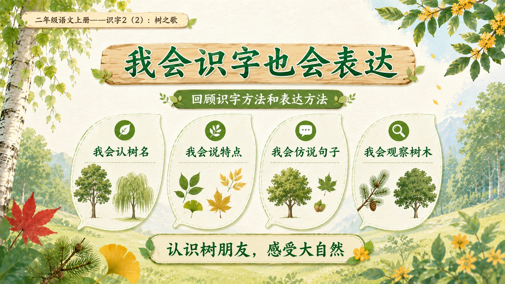小学六年制统编教材系列课件——二年级语文上册：识字2 树之歌（2） - 预览图15