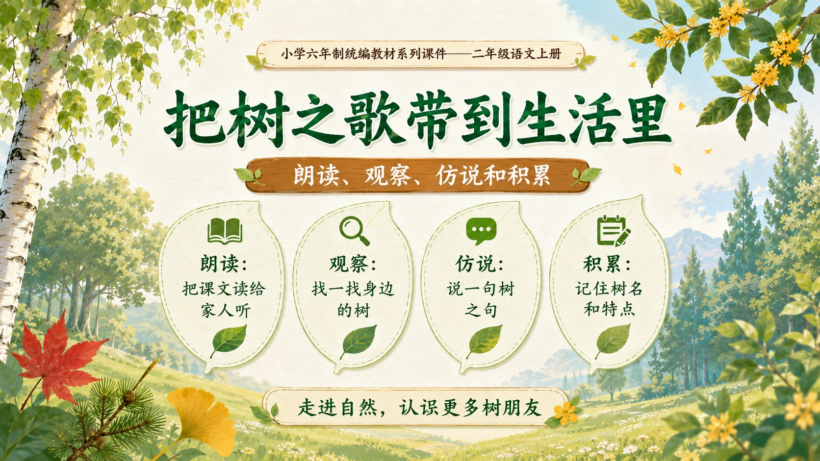 小学六年制统编教材系列课件——二年级语文上册：识字2 树之歌（2） - 预览图16