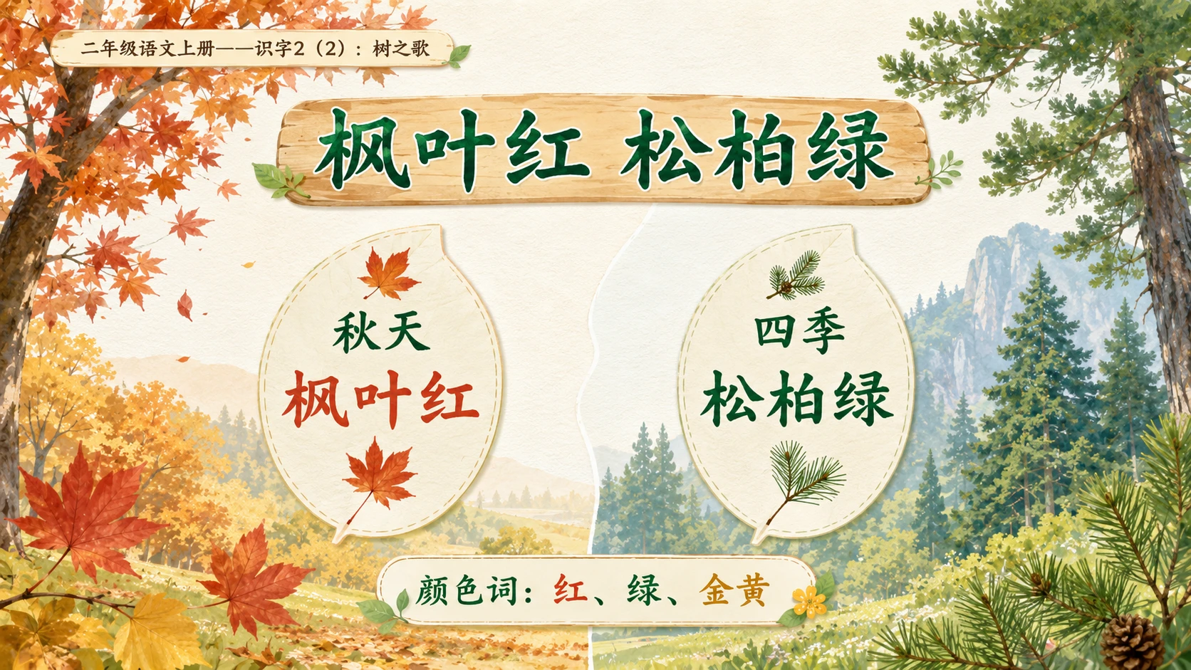 小学六年制统编教材系列课件——二年级语文上册：识字2 树之歌（2） - 预览图5