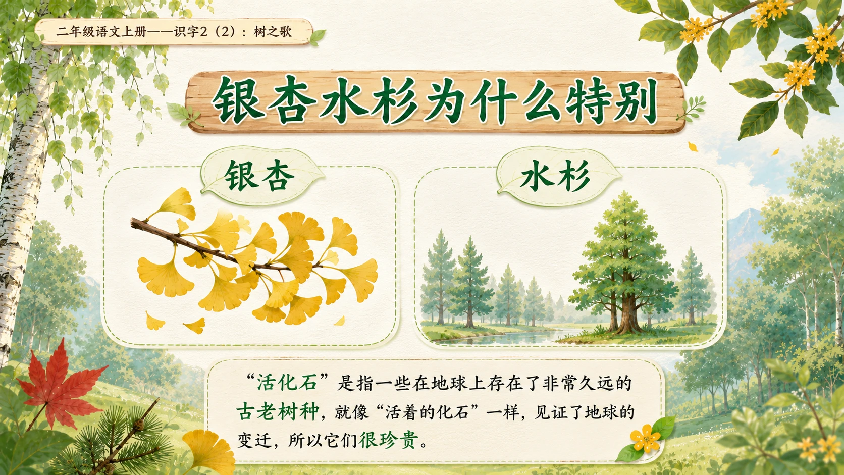 小学六年制统编教材系列课件——二年级语文上册：识字2 树之歌（2） - 预览图7