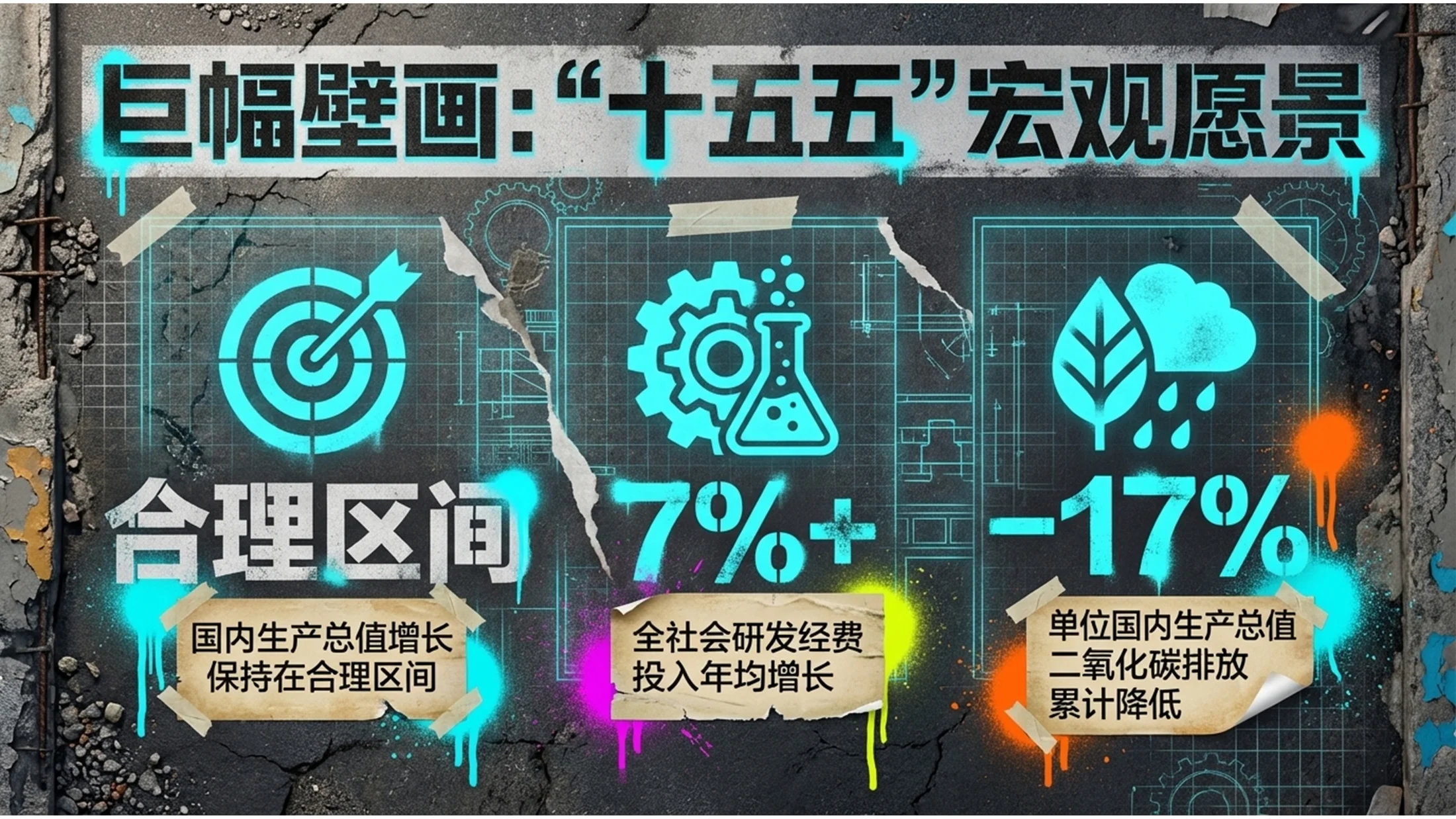 街头荧光涂鸦艺术风格政府工作报告PPT - 预览图3