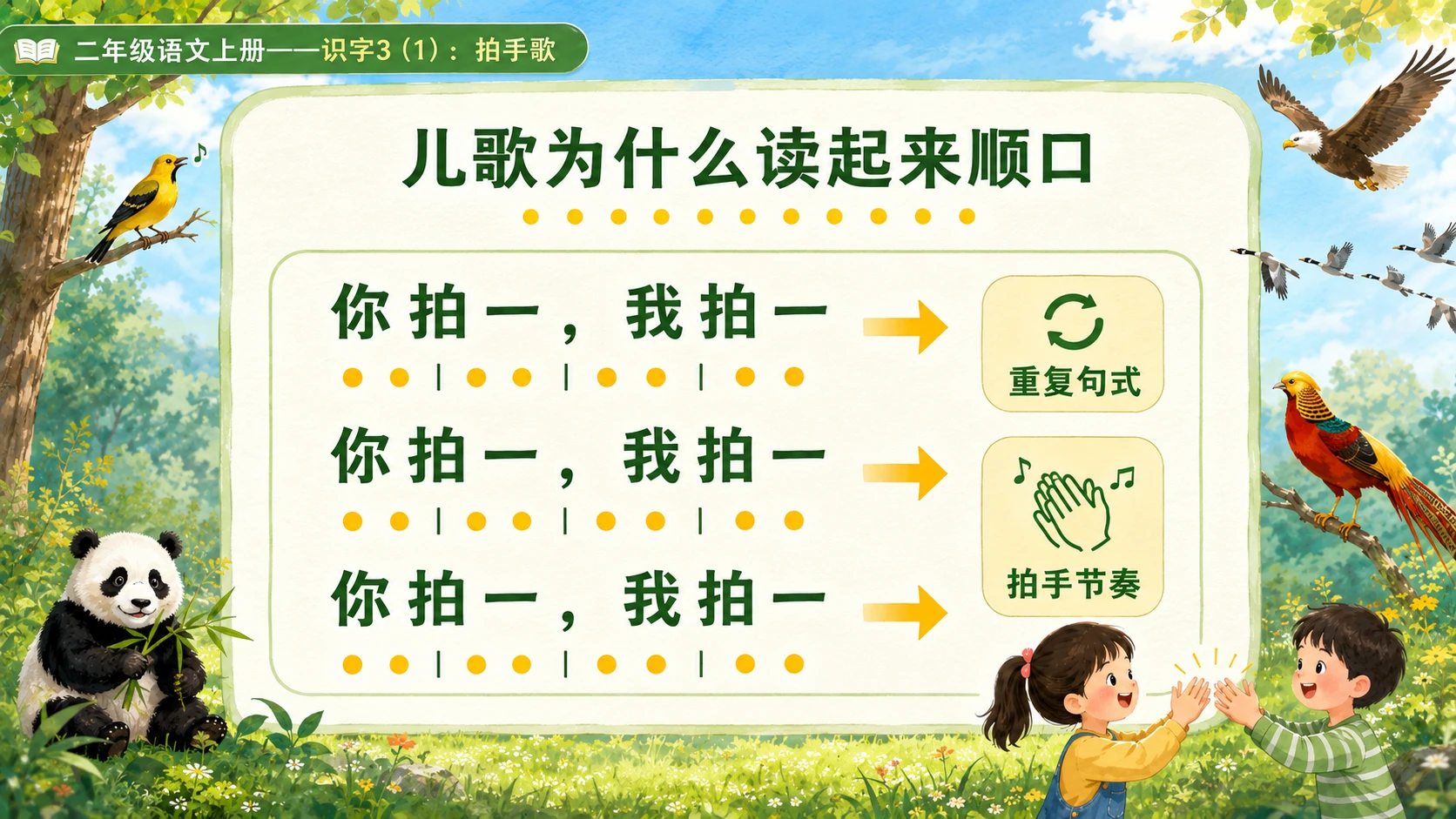 小学六年制统编教材系列课件——二年级语文上册：识字3 拍手歌（1） - 预览图10