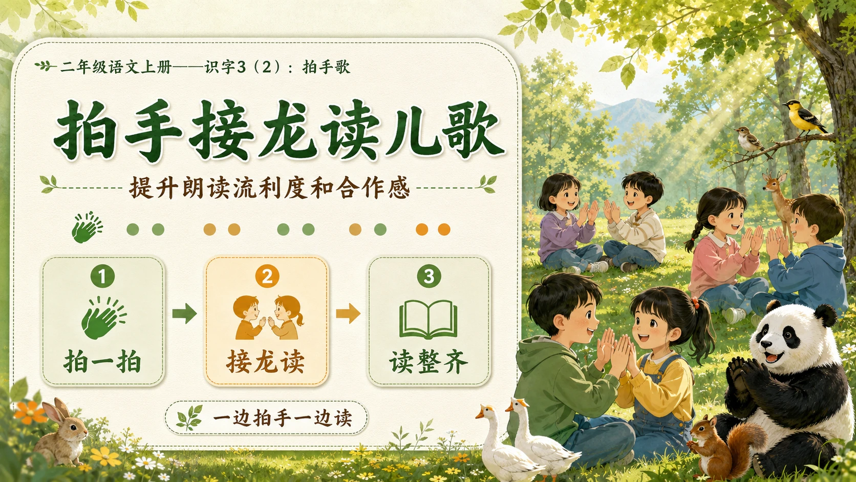 小学六年制统编教材系列课件——二年级语文上册：识字3 拍手歌（2） - 预览图3