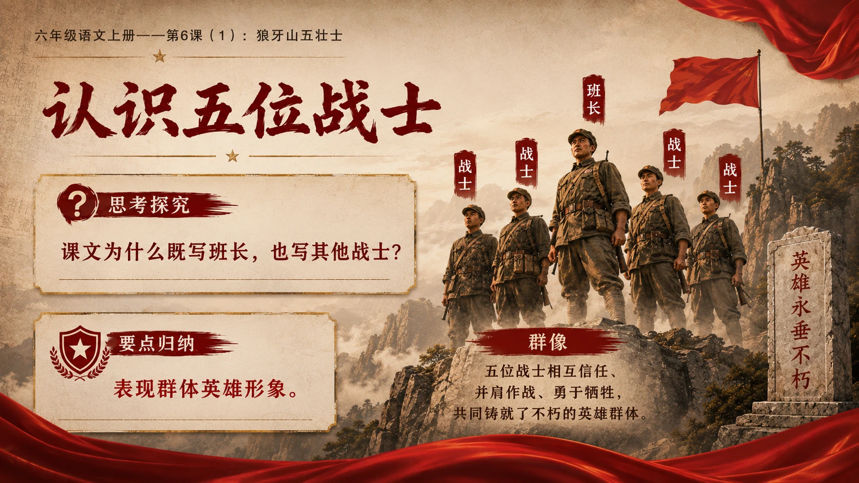 小学六年制统编教材系列课件——六年级语文上册第6课（1）：狼牙山五壮士 - 预览图11