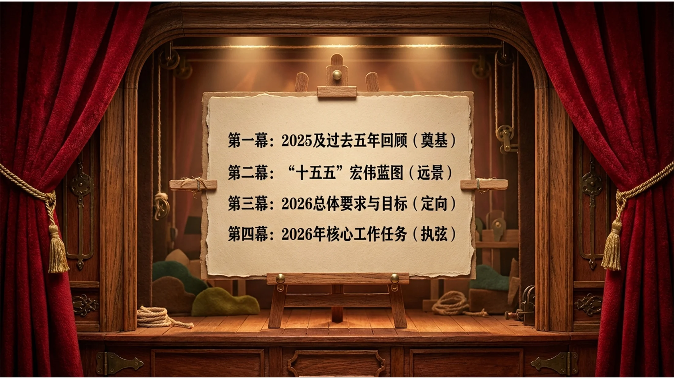 木偶动画风格政府工作报告PPT - 预览图1