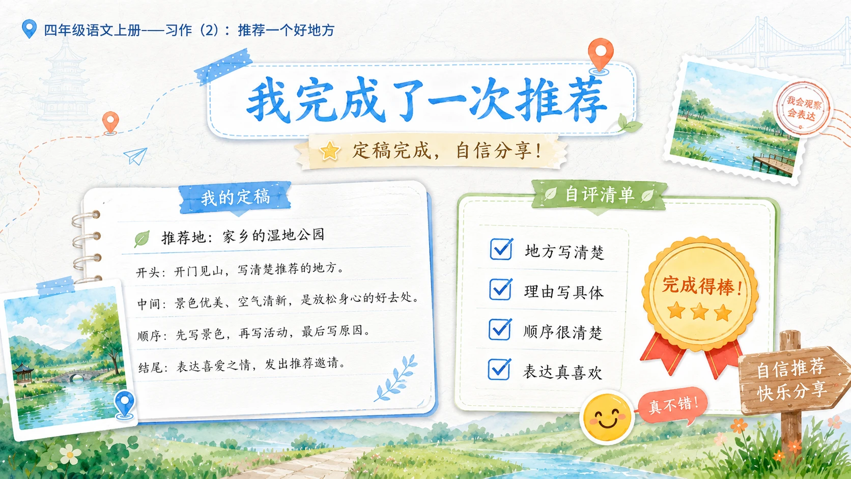 小学六年制统编教材系列课件——四年级语文上册：习作：推荐一个好地方（2） - 预览图12