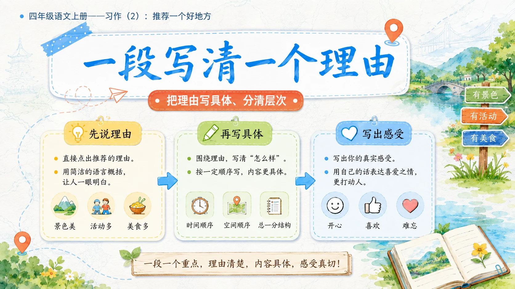 小学六年制统编教材系列课件——四年级语文上册：习作：推荐一个好地方（2） - 预览图4