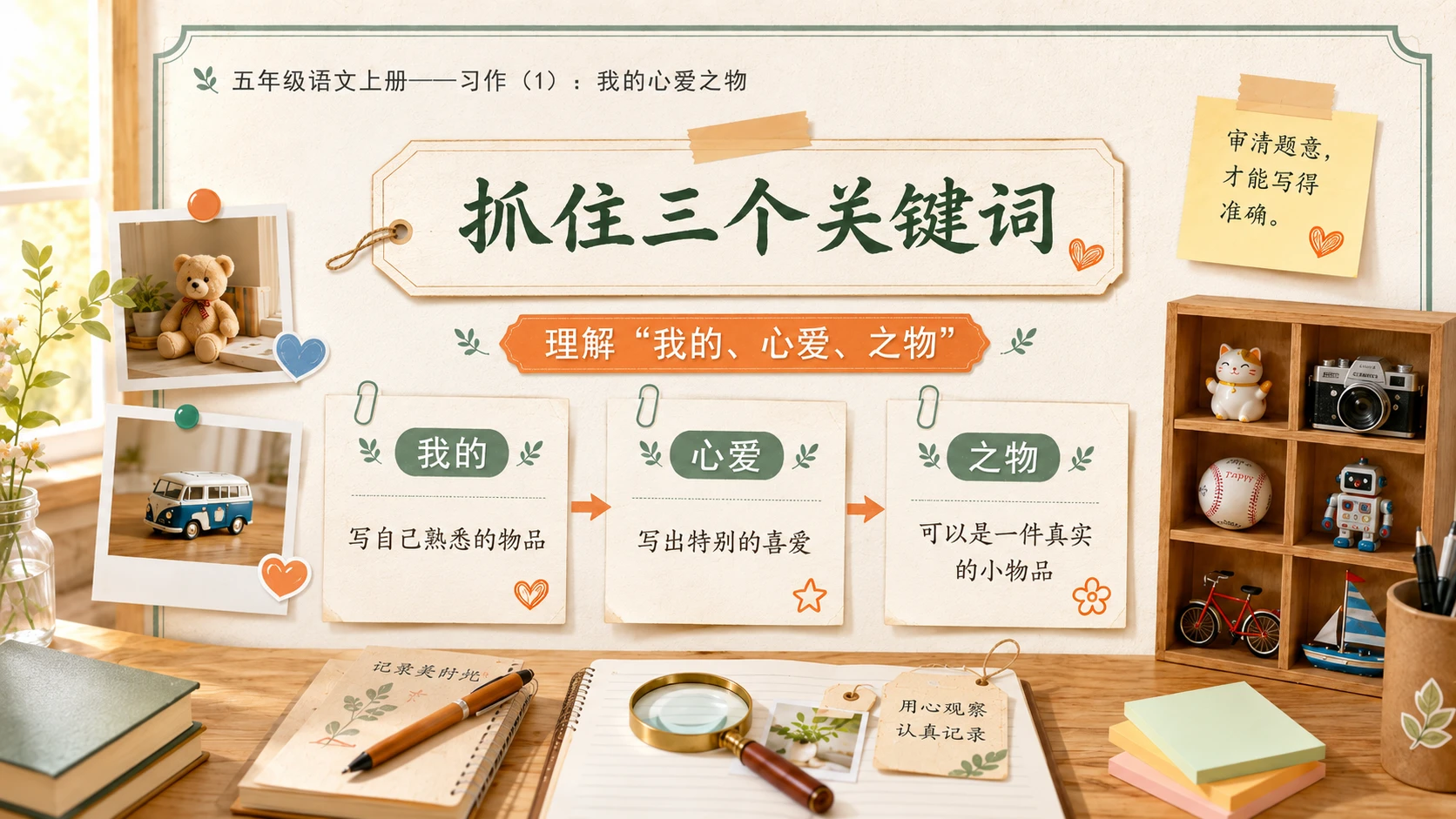 小学六年制统编教材系列课件——五年级语文上册：习作：我的心爱之物（1） - 预览图3