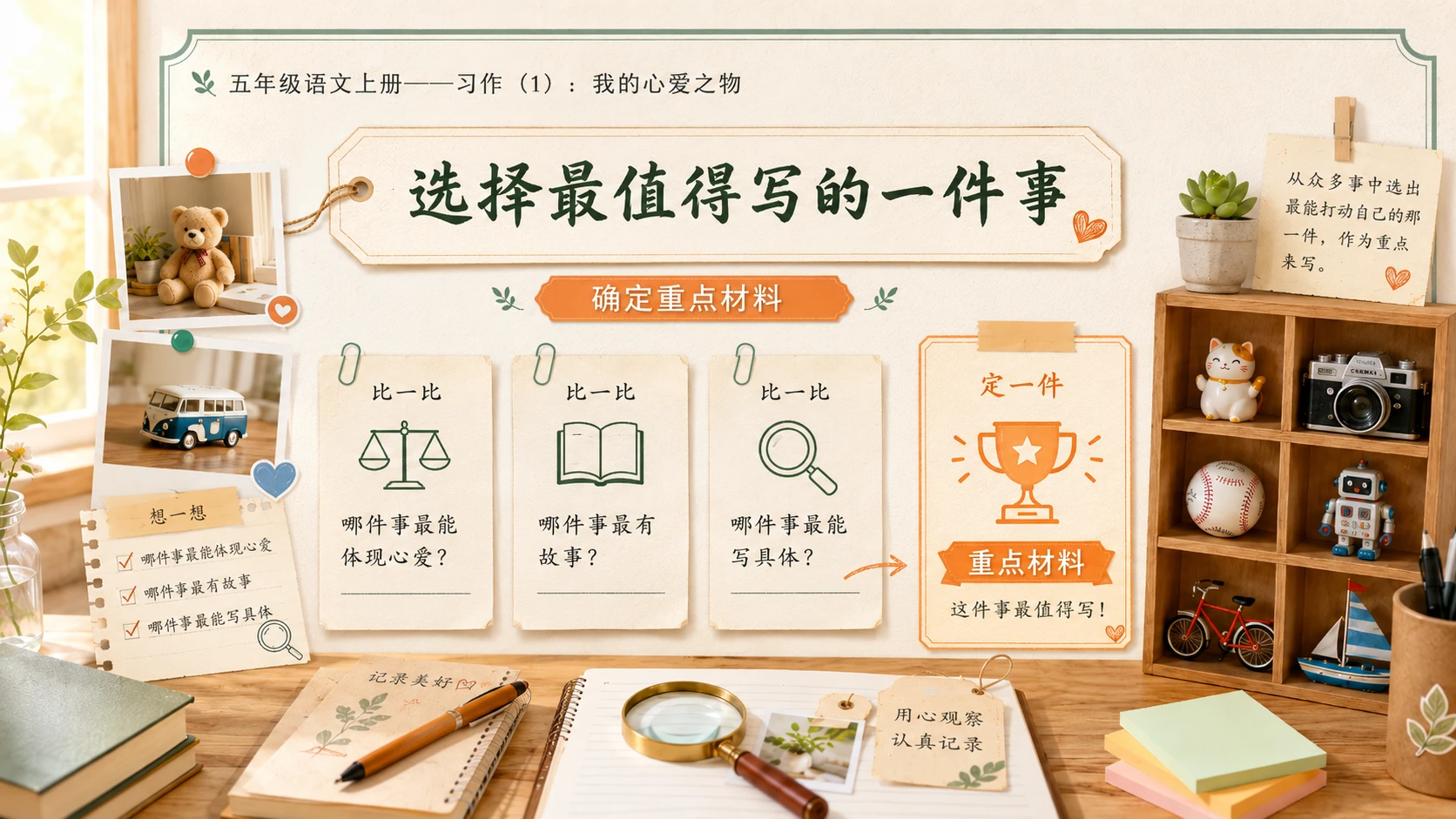 小学六年制统编教材系列课件——五年级语文上册：习作：我的心爱之物（1） - 预览图8