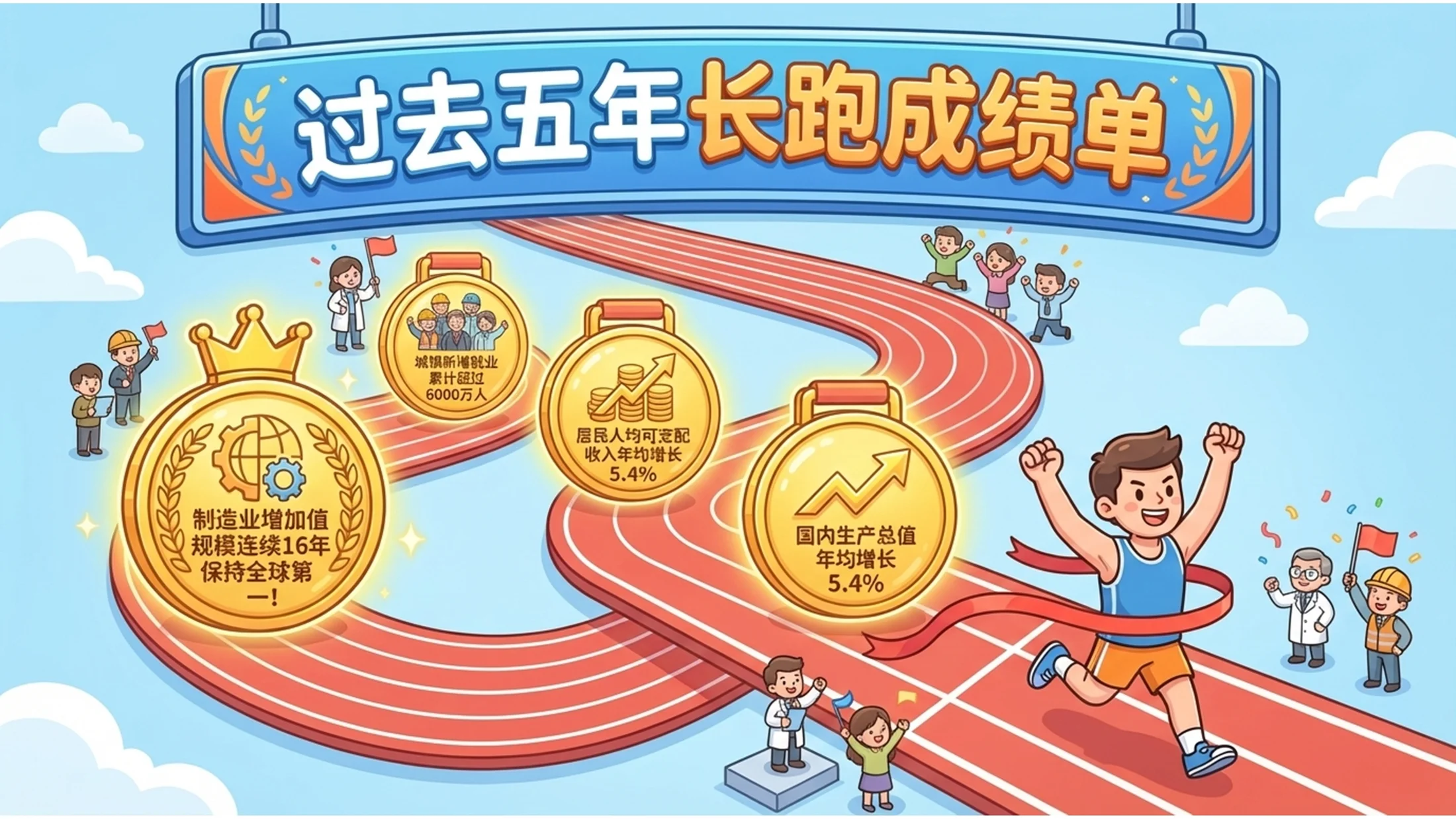 手绘卡通风格政府工作报告PPT - 预览图3