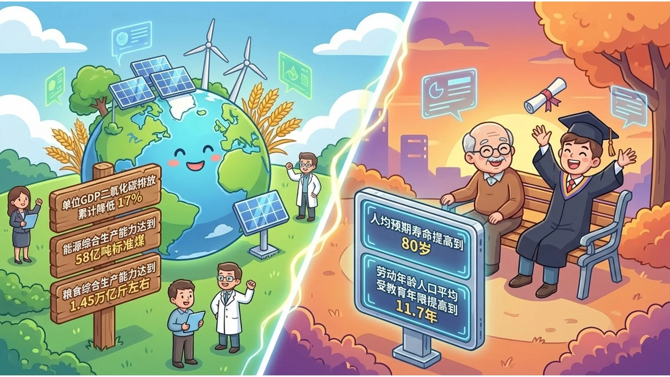 手绘卡通风格政府工作报告PPT - 预览图6