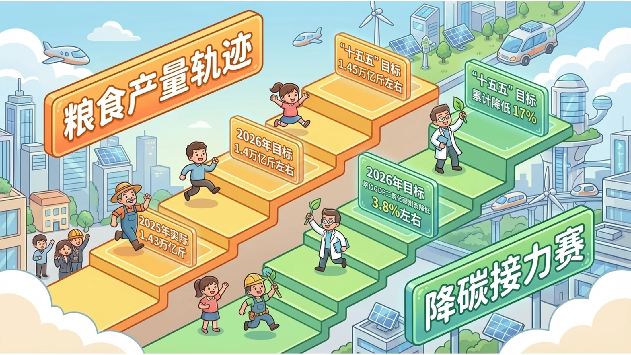 手绘卡通风格政府工作报告PPT - 预览图7