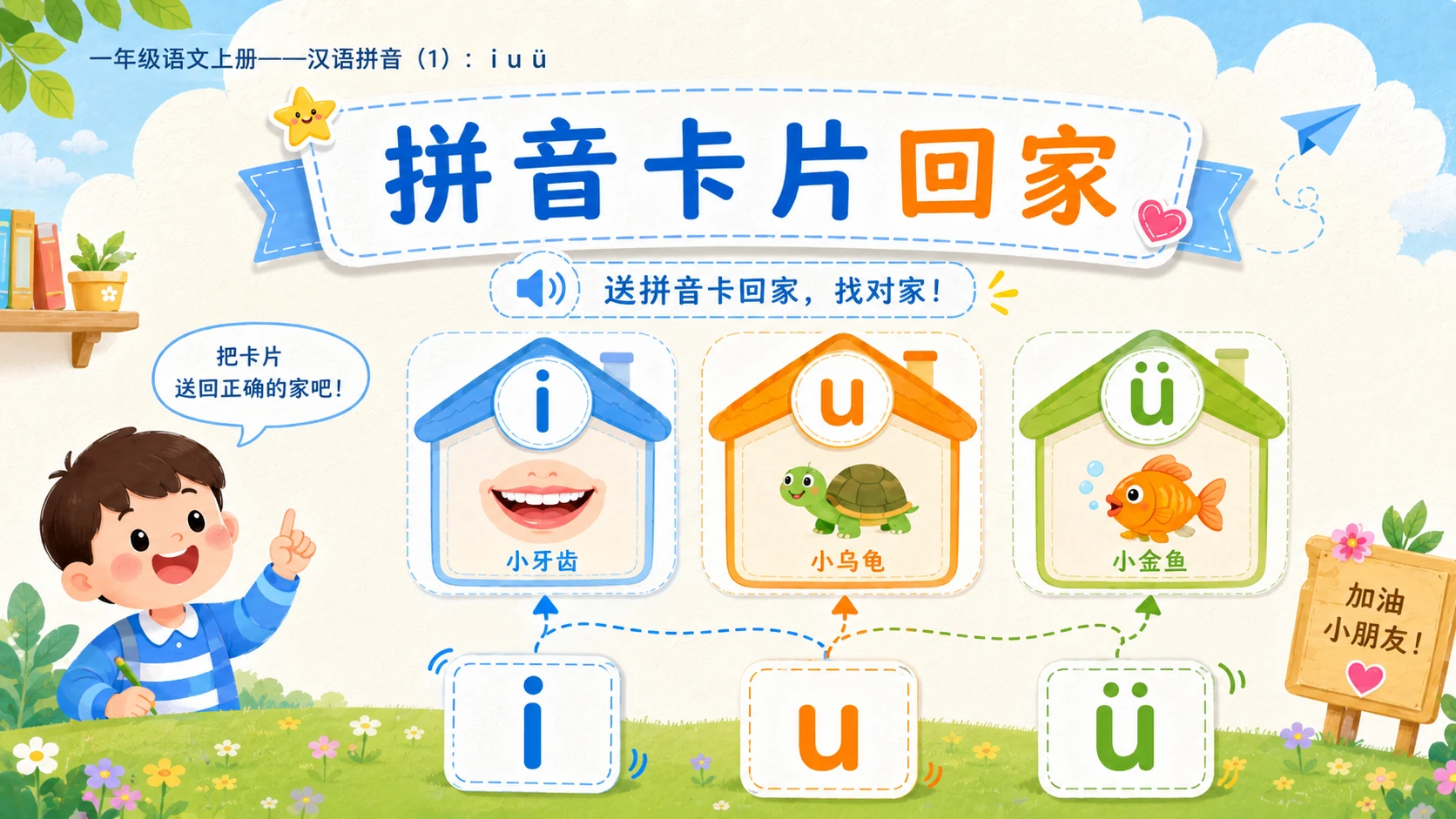 小学六年制统编教材系列课件——一年级语文上册：i u ü（1） - 预览图11