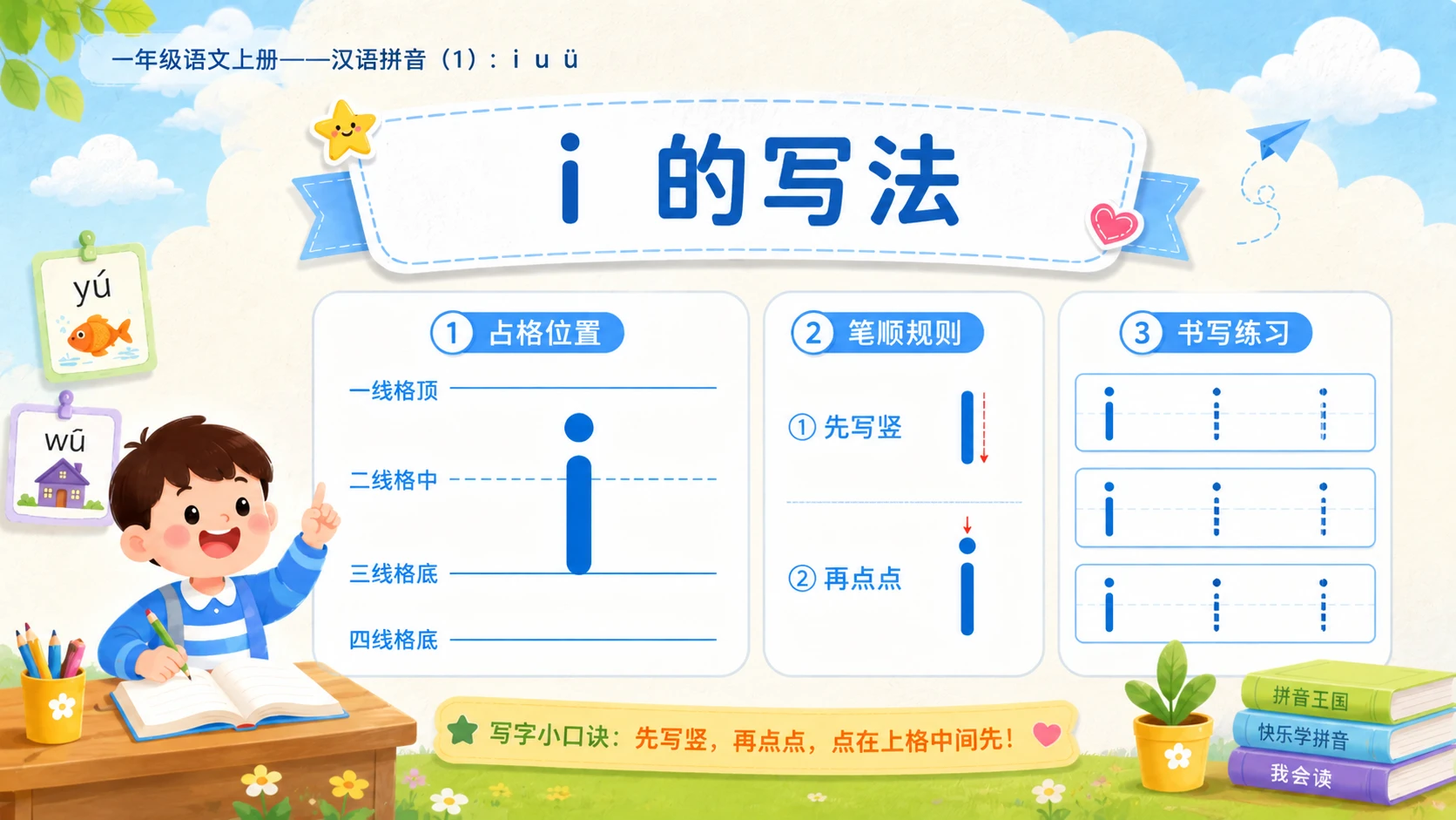 小学六年制统编教材系列课件——一年级语文上册：i u ü（1） - 预览图13
