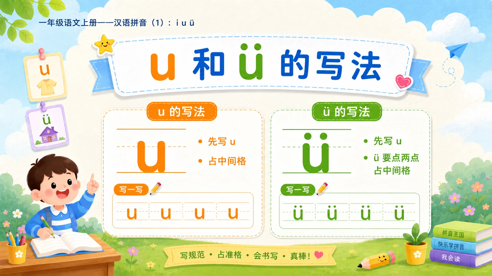 小学六年制统编教材系列课件——一年级语文上册：i u ü（1） - 预览图14