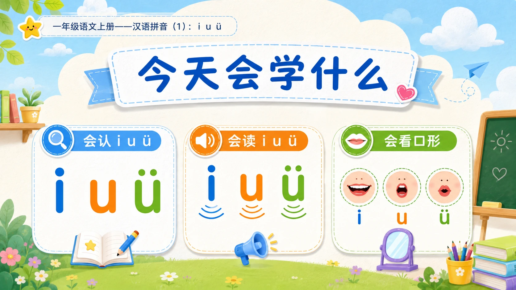 小学六年制统编教材系列课件——一年级语文上册：i u ü（1） - 预览图2