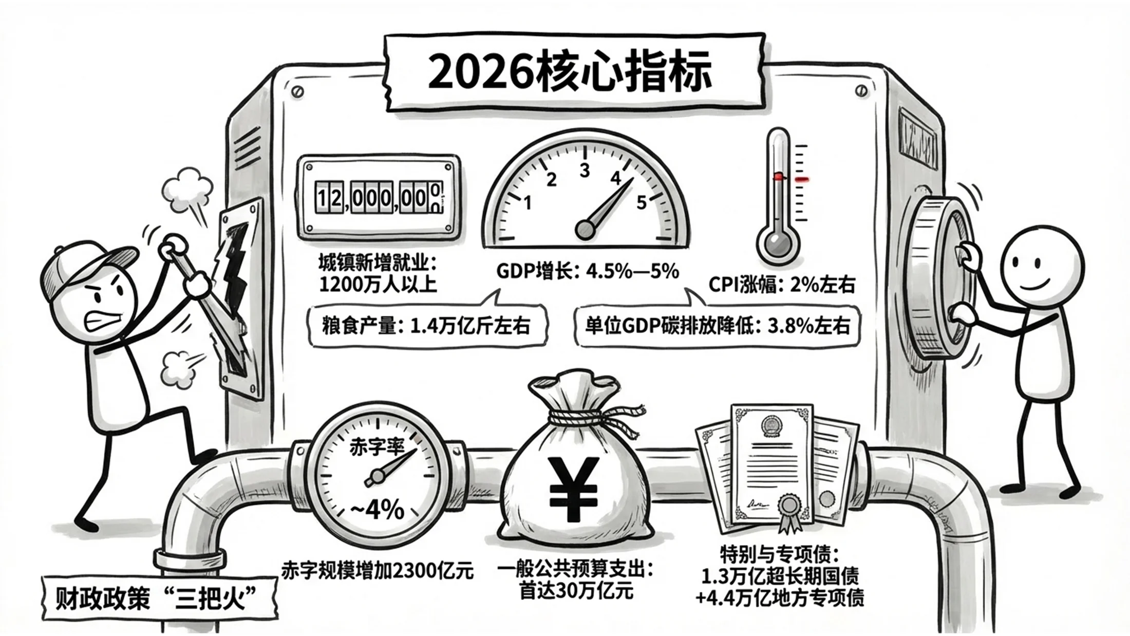 黑白手绘卡通商务手绘政府工作报告PPT - 预览图4