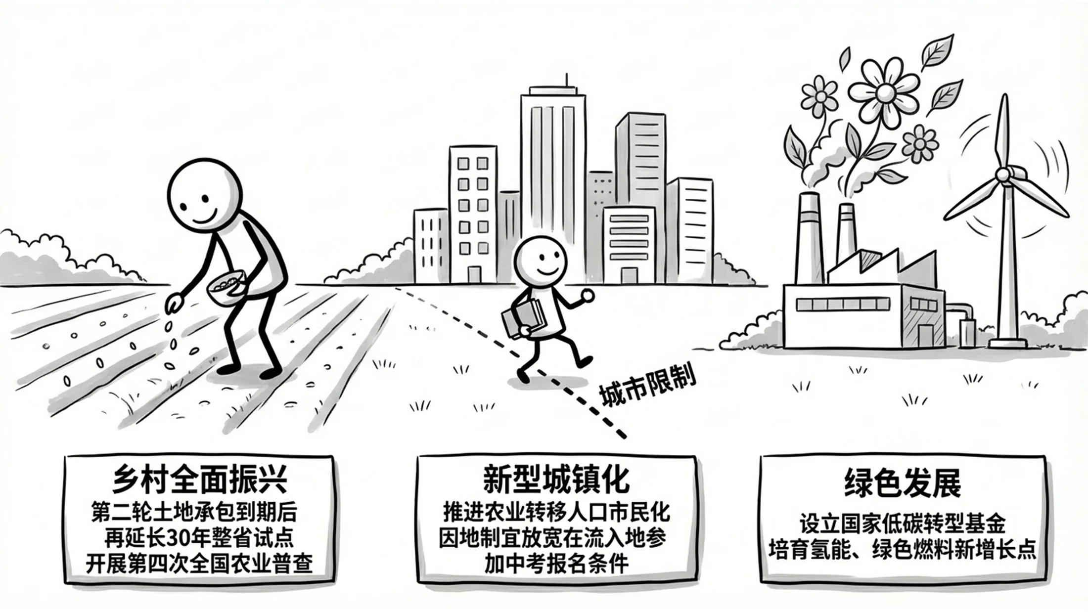 黑白手绘卡通商务手绘政府工作报告PPT - 预览图10