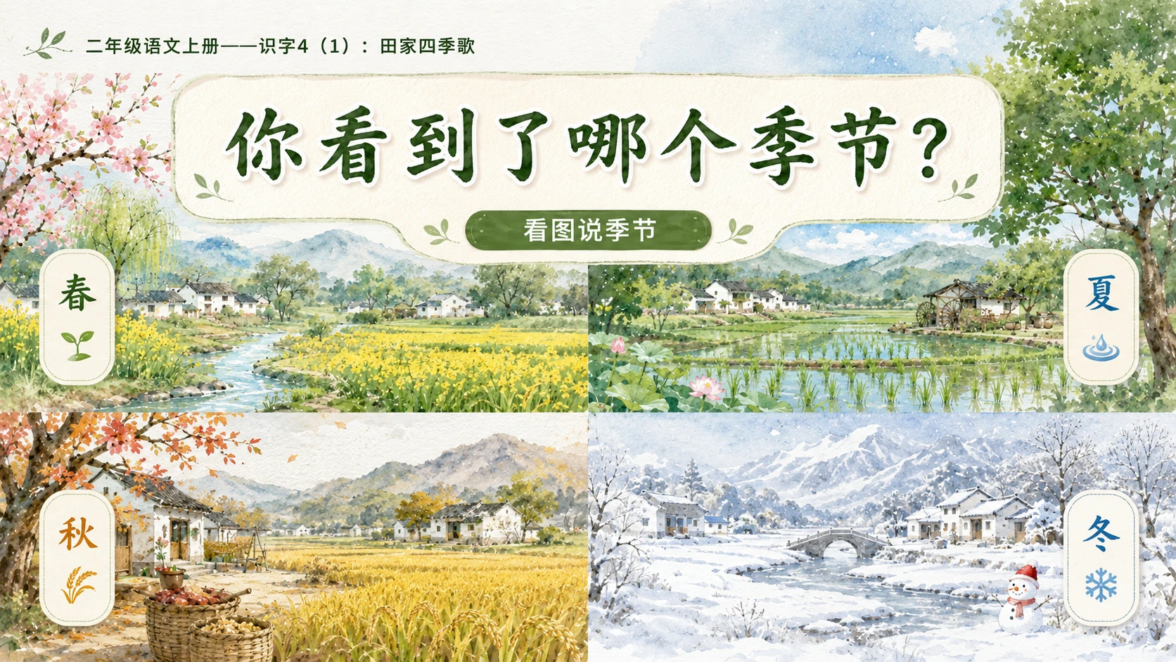 小学六年制统编教材系列课件——二年级语文上册：识字4 田家四季歌（1）（完整资料包） - 预览图2