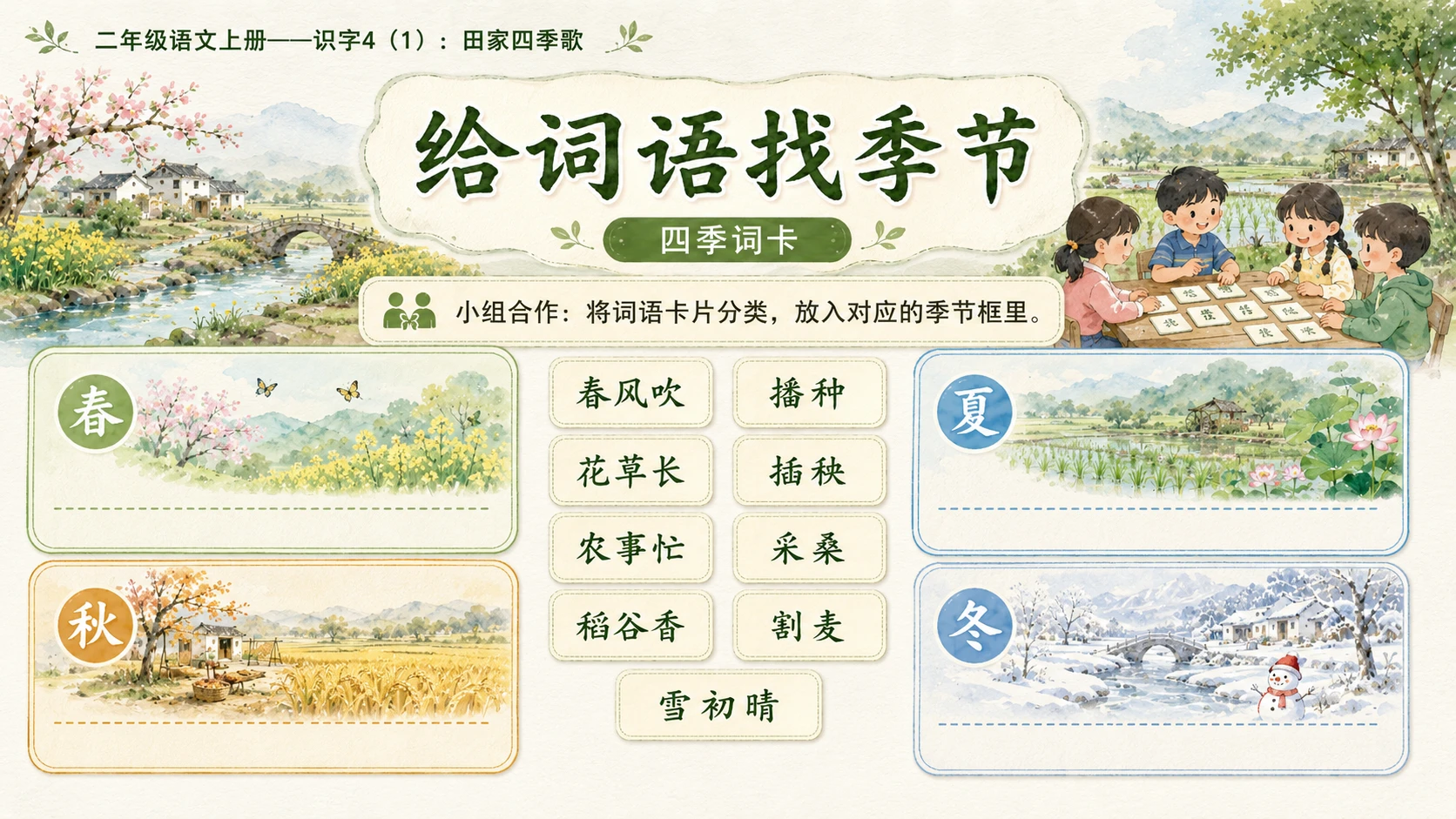 小学六年制统编教材系列课件——二年级语文上册：识字4 田家四季歌（1）（完整资料包） - 预览图6