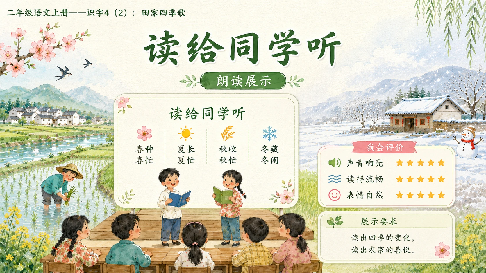 小学六年制统编教材系列课件——二年级语文上册：识字4 田家四季歌（2）（完整资料包） - 预览图14