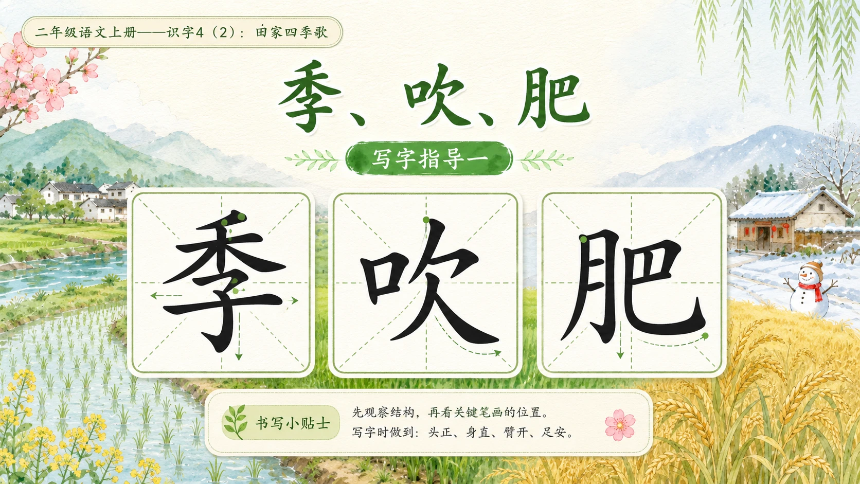 小学六年制统编教材系列课件——二年级语文上册：识字4 田家四季歌（2）（完整资料包） - 预览图5